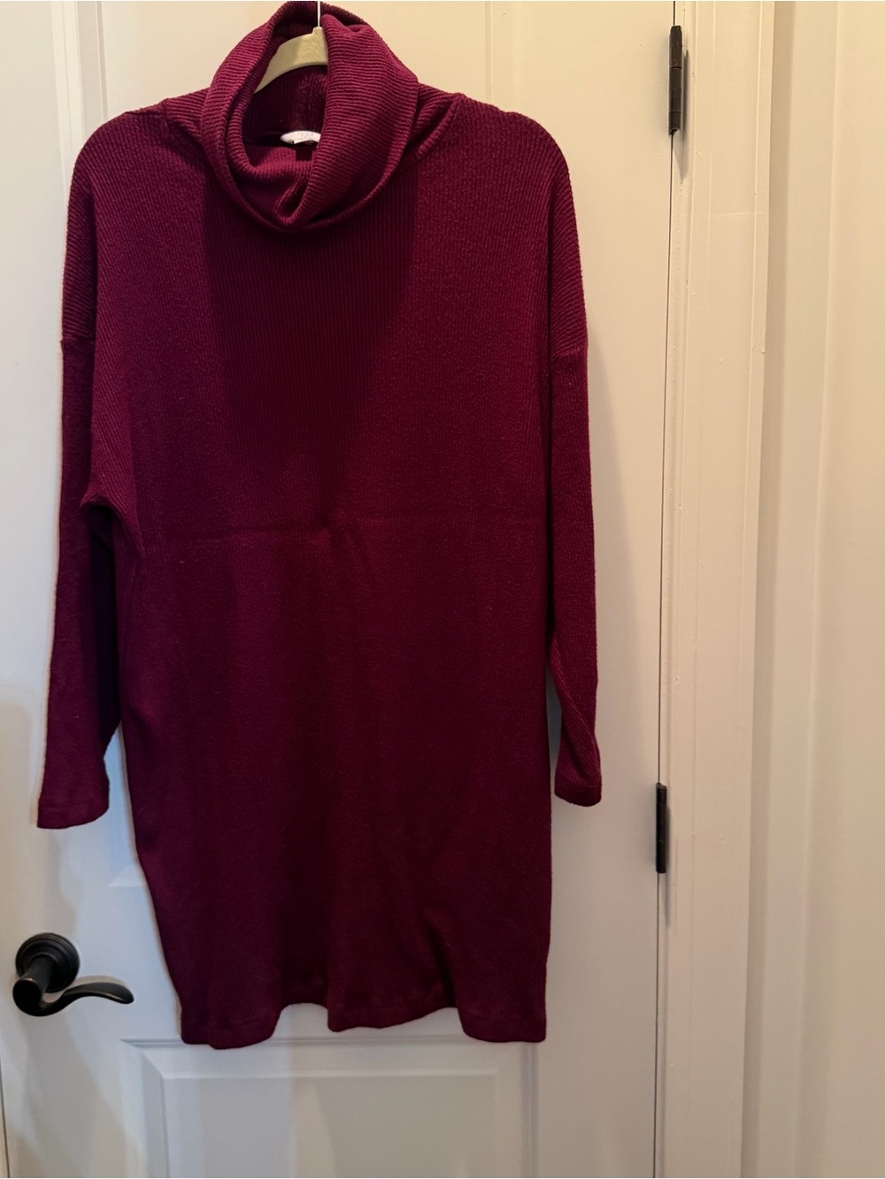 Time and Tru Burgundy Turtleneck Midi Sweater Dress